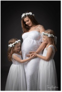 Séance de photo de mariage mariée et ses enfants